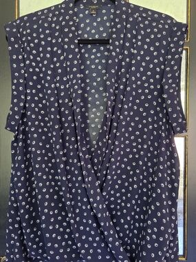 Ann Taylor Navy Floral Print Blouse